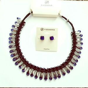 Midnight blue and black necklace and earrings